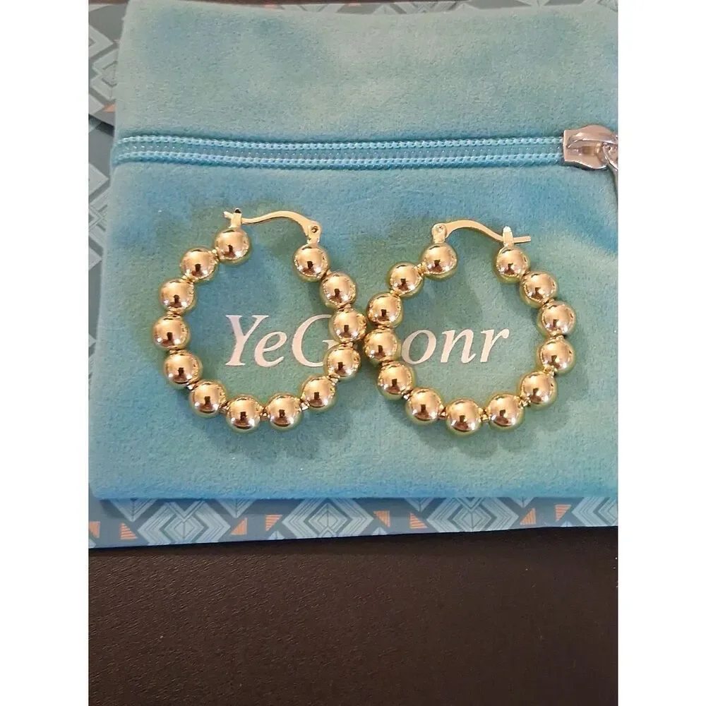YeGieonr GP Chunky Beaded Hoop Earrings. New